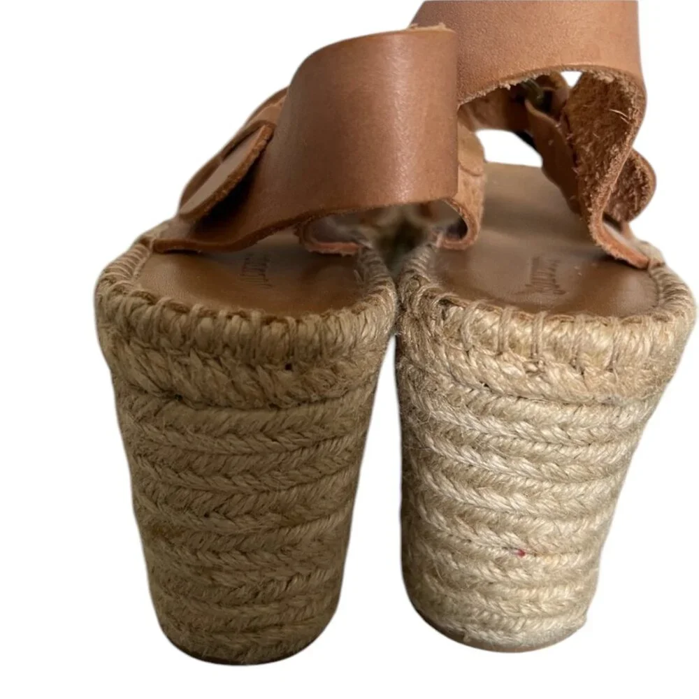 Soludos Minorca Leather Espadrille Platform Sandals Size 8